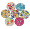 Mixed Flower Round Natural Wooden Buttons